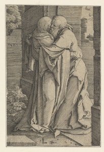 سانت يواكيم احتضان سانت آنا ، 1520. بواسطة لوكاس فان ليدن