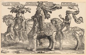 الأبطال التسعة: هيكتور تروي ، ألكسندر المقدوني ، يوليوس قيصر ، 1515-1517. بواسطة لوكاس فان ليدن