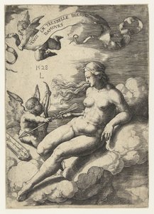 فينوس وكوبيد Venus la tresbelle deese damours (العنوان على الكائن) بواسطة لوكاس فان ليدن