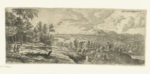 منظر طبيعي مع رجال يحملون العصي المناظر الطبيعية الواسعة (عنوان السلسلة) بواسطة فرانس فان دن ويجنجيردي