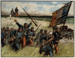 الحرب العالمية الأولى (1914-1918): "Charge à la baionette en septembre 1914" لوحة لوسيان هيكتور (لوسيان هيكتور) جوناس (1880-1947) 1914 باريس. متحف الحربين العالميتين