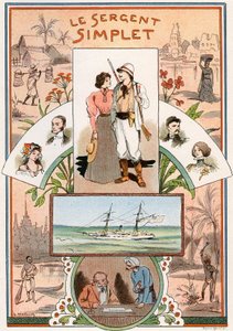 رسم توضيحي لكتاب بول ديفوي "Le Sergent Simplet a travers les Colonies francaises" - Editions Furne، Jouvet & Cie 1895 انظر غلاف الكتاب: GUT3782 بواسطة لوسيان ميتيفيت