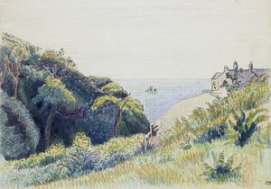 The Coastguards House ، Ecclesbourne ، 1918 (قلم وحبر رمادي وأقلام تلوين ملونة على ورق محكم) بواسطة لوسيان بيسارو