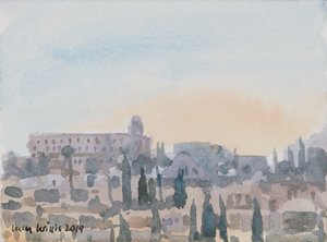 فندق الملك داوود ، غروب الشمس ، القدس ، 2019 (بدون ورق على ورق). بواسطة لوسي ويليس