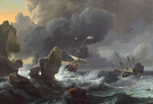 سفن في محنة قبالة ساحل روكي 1667. بواسطة لودولف باكهويسن أنا