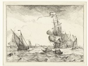 منظر لنهر آي جيه مع زورق تجديف Seascapes (عنوان المسلسل) بواسطة لودولف باخويسن
