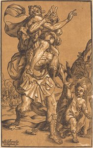 اينيس ينقذ والده من طروادة بواسطة Ludwig Büsinck after Georges Lallemand
