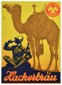 إعلان ملصق لبيرة Hackerbrau ، حوالي عام 1930 (طباعة حجرية) بواسطة لودفيج هولوين