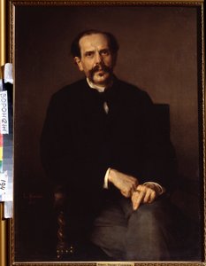 "صورة لرجل" وهو يرتدي حلة سوداء وخاتم على إصبعه. لوحة لودفيج كناوس (1829-1910) متحف إيفان كرامسكوي (أو كرامسكوي) للفنون الجميلة في فورونيج (فورونيج) ، روسيا. بواسطة لودفيج كناوس