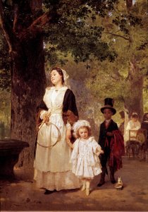 المشي إلى حديقة التويلري. لوحة لويس كناوس (1829-1910) بواسطة لودفيج كناوس