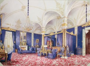 الديكورات الداخلية لقصر الشتاء. غرفة نوم الإمبراطورة ماريا الكسندروفنا ، 1859