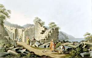 أنقاض معبد قديم في ساموس ، اللوحة 58 من "مناظر في السيادة العثمانية" ، حانة. بواسطة R. Bowyer بواسطة لويجي (بعد) ماير