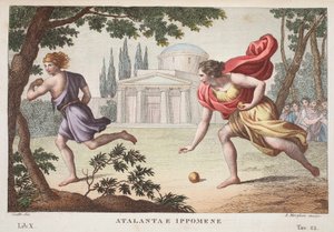 Atalanta and Hippomenes or Atalanta e Ippomene، Book X، Illustration from Ovid&39;s Metamorphoses، Florence، 1832 (نقش يدوي)