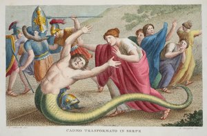 Cadmus إلى ثعبان أو Cadmo Transformato في Serpe ، الكتاب الرابع ، رسم توضيحي من تحولات Ovid ، فلورنسا ، 1832 (نقش يدوي)