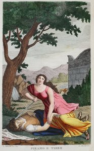 Pyramus and Thisbe or Piramo e Tisbe، Book IV، Illustration from Ovid&39;s Metamorphoses، Florence، 1832 (نقش يدوي)