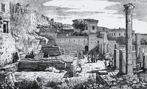 أطلال معبد فيسباسيان في بريشيا ، نقش لويس باسيليتي (1780-1860) ، إيطاليا بواسطة لويجي باسيليتي