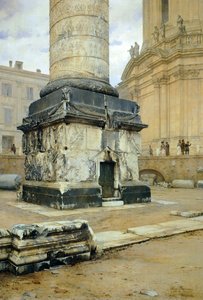 عمود تراجان في روما، بقلم لويجي بزاني (1836-1927). زيت على قماش 70,5x103 سم. بواسطة لويجي بزاني