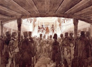 الجزء الداخلي من مسرح سانت أغوستينو في جنوة ، بواسطة لويجي غاريبو (1782-1869) ، ألوان مائية ، إيطاليا بواسطة لويجي جاريبو