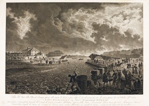 منظر لجسر بيلا في جنوة ، بعد فيضان سيل بيساغنو في 26/10/1822 (حفر ، حوالي 1822)