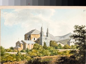 منظر على كنيسة ss Nazarius و Celsus في Arenzano ، جنوة (Watercolor ، حوالي 1825)