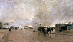 دخان على خط حلبة باريس ، 1885.