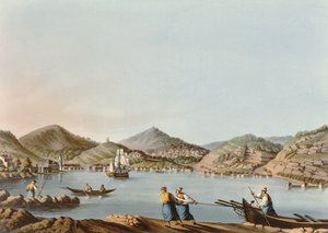 الميناء الغربي لجزيرة ساموس ، اللوحة 60 من فيوز في العثمانيون ، الحانة. بواسطة R. Bowyer، 1810 (aquatint)