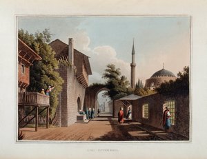 Une rue d'Istanbul - في "" مناظر للسيطرة العثمانية ، في أوروبا وآسيا وبعض جزر البحر الأبيض المتوسط "، بقلم لويجي ماير ، لندن بواسطة لويجي ماير