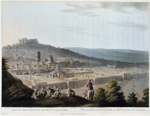منظر للقدس مأخوذ من جبل الزيتون - نقش بواسطة لويجي ماير