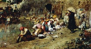 إغراءات دون أنطونيو ، بواسطة لويجي نونو (1850-1918) ، زيت على لوح.