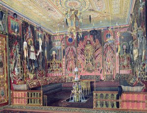 القاعة العربية في قصر كاترين في Tsarskoye Selo ، c.1850 (مرحاض لون أبيض على الورق)
