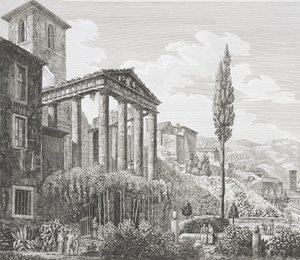 معبد هرقل في كورا ، من "آثار معالم روما" ، تم نشره 1824-26 (انظر أيضًا 205038)