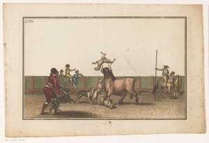 هاجمت الكلاب الثور Coleccion de las Principales suertes de una corrida de toros (عنوان السلسلة) مجموعة من أهم المناورات في مصارعة الثيران (عنوان المسلسل)