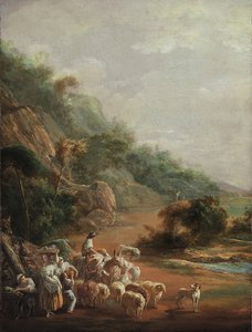 "Scene avec villois" (مشهد مع القرويين) لوحة لويس باري ألكازار (1746-1799) - 1786 - زيت على قماش - قاتمة 48x37،2 سم متحف بيلاس أرتيس دي بيلباو بواسطة Luis Paret y Alcazar