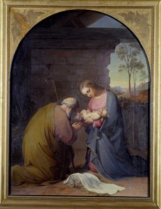 العشق ليسوع (يسوع ومريم يعبدان يسوع) لوحة لويزا موسيني بياجيو (1830-1865) قاتمة 109x81 سم جينات ، Galleria d'Arte Moderna ، الجرد 0087 بواسطة لويزا موسيني بياجيو