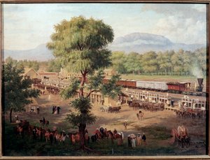 منظر لسكة حديد وادي المكسيك لوحة لويس كوتو (1830-1891) مكسيكو سيتي ، المتحف الوطني للتاريخ ، قلعة تشابولتيبيك بواسطة لويز كوتو