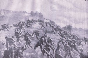 استعادة سزاول. اقتحام التلال ، من حانة التاريخ المصور للحرب العالمية 1914-1915. بواسطة Union Berlagsefellfchaft بواسطة م. باراسكودس