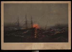 الفرقاطة الأمريكية سابين، وهي تنقذ كتيبة من مشاة البحرية الأمريكية من حاكم النقل. في 2 نوفمبر 1861 قبالة ساحل كارولينا الجنوبية (مطبوعة حجرية، ملونة) بواسطة إم إف إتش دي آند بارسونز تشارلز هاس