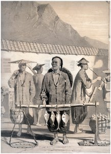 Fishmongers، Victoria Street، Hong Kong، الصين، c1860.