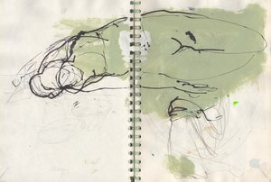 كراسة الرسم 19، 2024 (طلاء تمبراً وحبر وقلم رصاص على ورق) بواسطة 