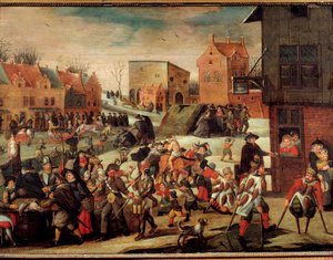 The cripples A crowd of poor and infirm in a city (in Flanders?) (Court of Miracles). Painting by Martin van Cleve (1527-1581) 16th century Troyes, Musee des Beaux Arts