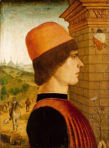 صورة لرجل ، ربما ماتيو دي سيباستيانو بواسطة برناردينو جوزاديني ، 1494. بواسطة المايسترو ديل ستوري ديل بان
