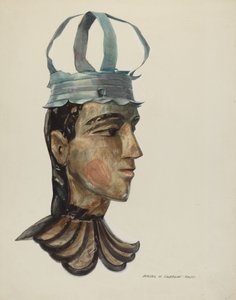 رأس تمثال منحوت مع تاج من الصفيح ، 19351942.