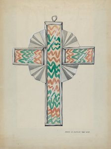 صليب من القصدير والزجاج الملون ، ج. 1937. بواسطة ماجل ج