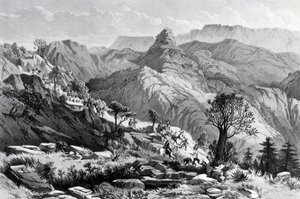 في المسيرة بالقرب من دونجولو ، نقشها جيمس فيرغسون ، 1868 بواسطة الرائد AGF Hogg