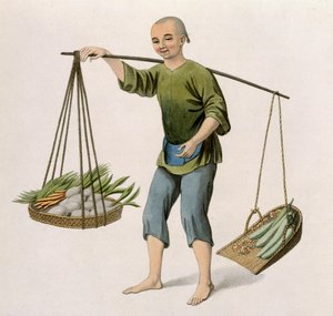 صبي بالخضار ، اللوحة 54 من "أزياء الصين" ، نقشها جيه دادلي ، 1800 بواسطة الرائد جورج هنري ميسون