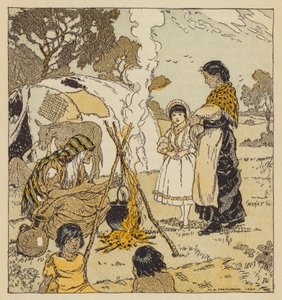 ماجي توليفر مع الغجر ، مشهد من The Mill on the Floss لجورج إليوت (لون ليثو) بواسطة مالكولم دانيال تشارلزون