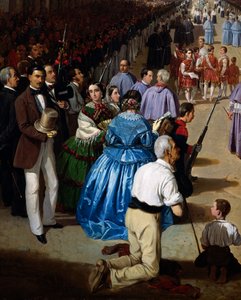 Procession of Corpus Christi in Seville in 1857, painting by Manuel Cabral Aguado Bejarano (1828-1891), detail, Spain