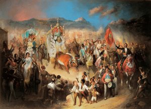 موكب El Rocio: احتفال أندلسي تقليدي تكريما للسيدة العذراء. لوحة لمانويل رودريغيز دي جوزمان (1818-1867). 1850-1900 سيغوفيا. قصر Riofrio. بواسطة مانويل رودريغيز دي جوزمان