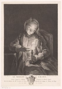 فتاة تقرأ رسالة على ضوء الشموع Le Negligee Galant (العنوان على الكائن)