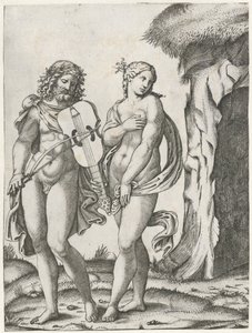 يلعب Orpheus على الكمان قبل أن يذهب Eurydice إلى العالم السفلي بواسطة ماركانتونيو رايموندي